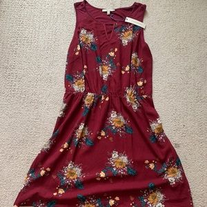 Maroon Floral Tank Dress